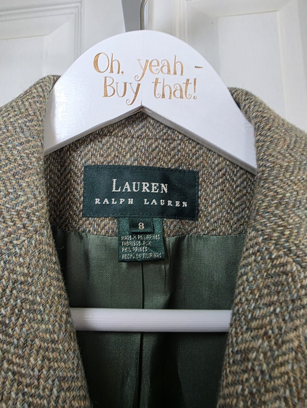 NEW Lauren Ralph Lauren Wool Tweed Blazer Riding Jacket Size 8 DEADSTOCK - Picture 4 of 16